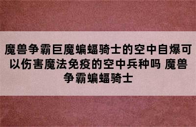 魔兽争霸巨魔蝙蝠骑士的空中自爆可以伤害魔法免疫的空中兵种吗 魔兽争霸蝙蝠骑士